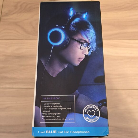 brookstone cat ear headphones with speakers color blue - Picture 8 of 8